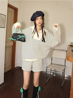 Striped Embroidered Sweatshirt & Shorts Set