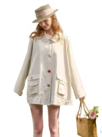 Contrast Button Trench Coat
