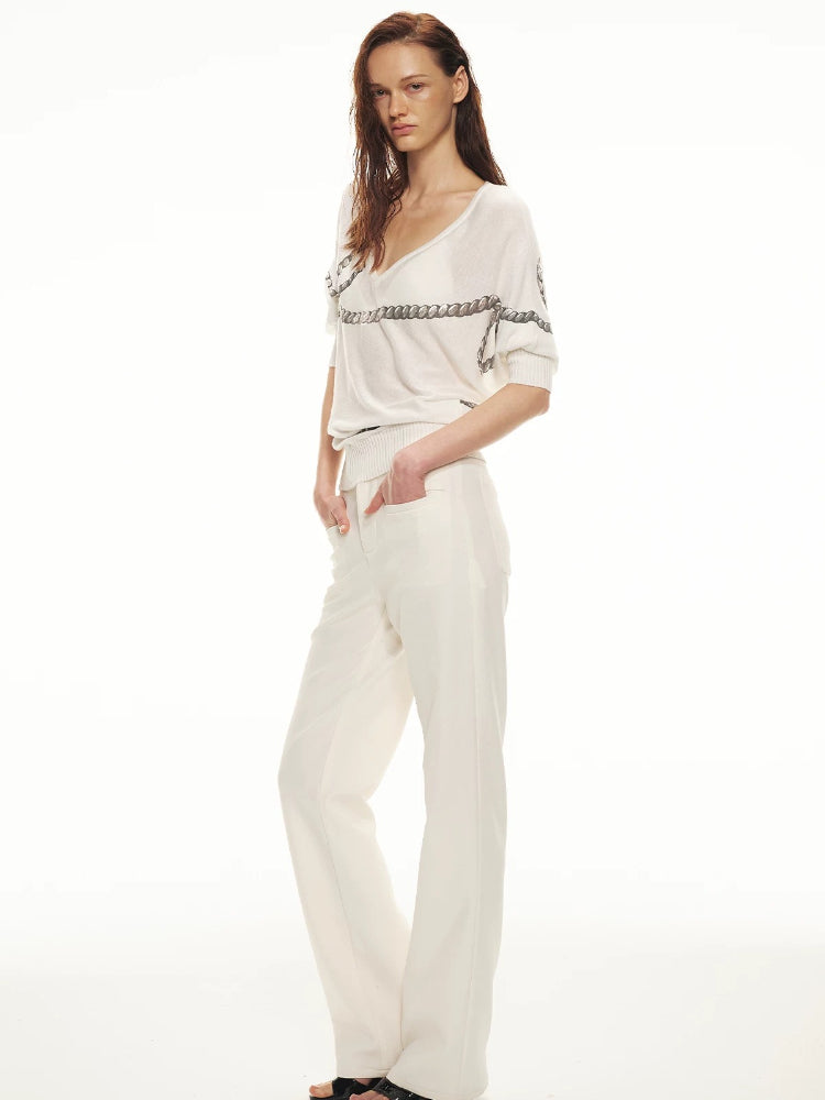 Chain Print V-Neck Cover Top