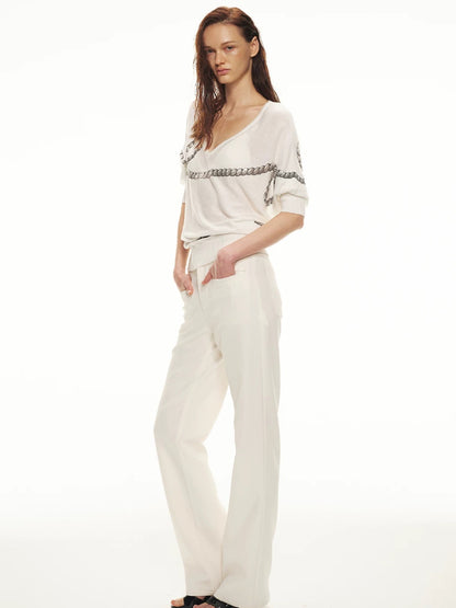 Chain Print V-Neck Cover Top