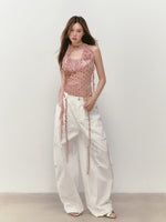 Ribbon-Flower Halter Vest