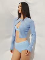 Crew-neck Long-sleeve Knitted Cardigan