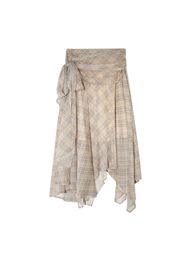 Plaid Chiffon Ruffle Set