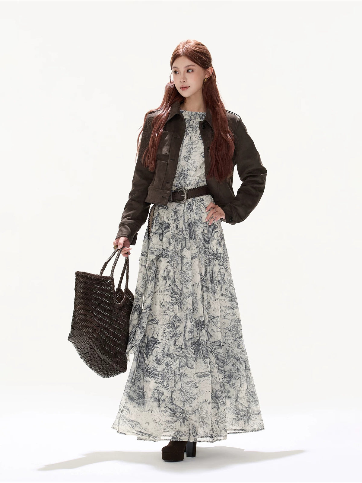 Vintage Suede Collared Cropped Jacket
