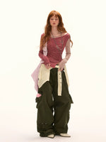 Fringed Corduroy Straight-Leg Pants