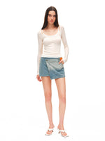 Color-block Two-piece Integrated Strap Layered T-shirt Top