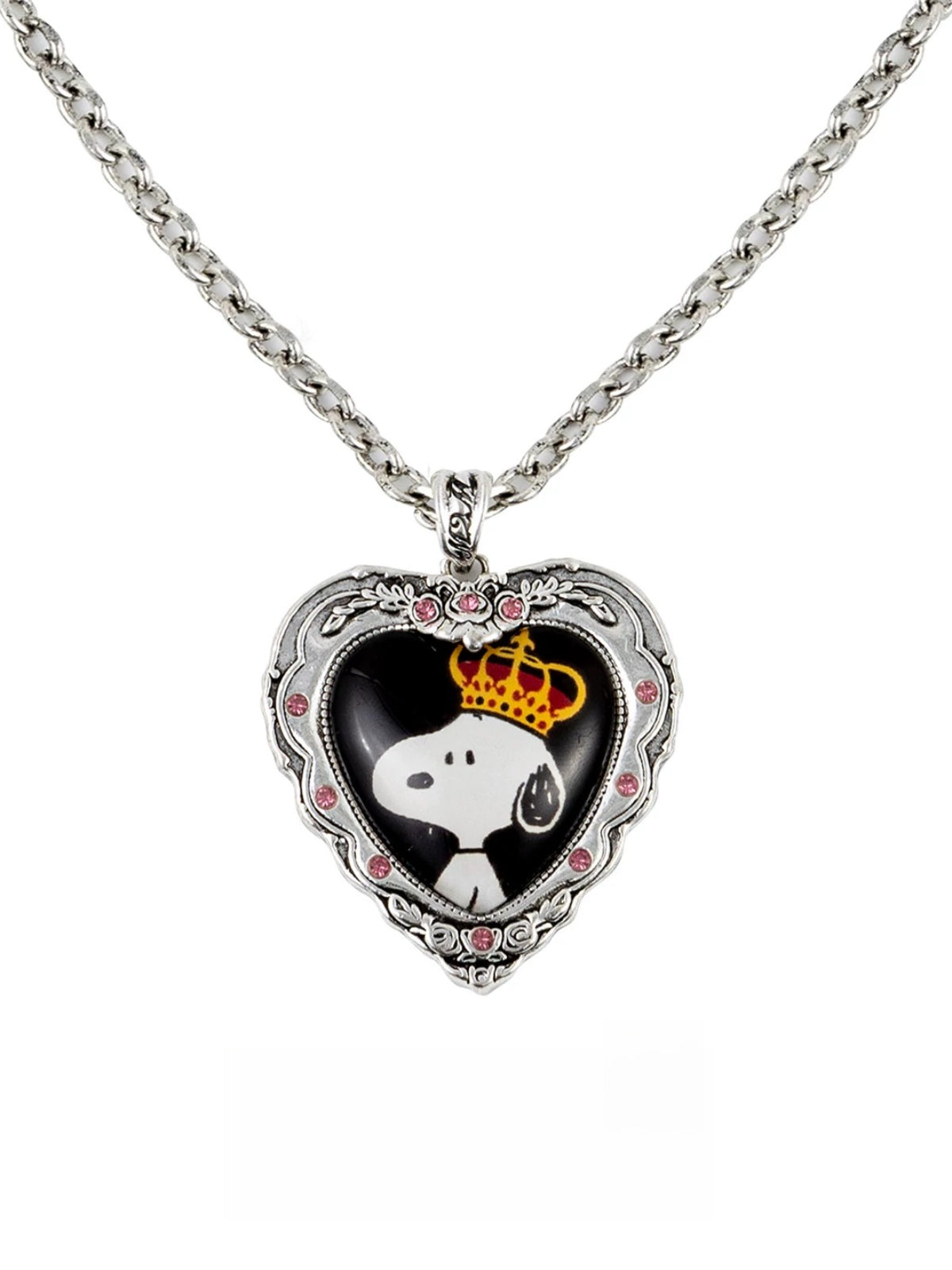 Snoopy Heart Resin Metal Necklace