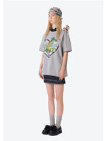 Map Illustration Crew Neck Short Sleeve T-shirt