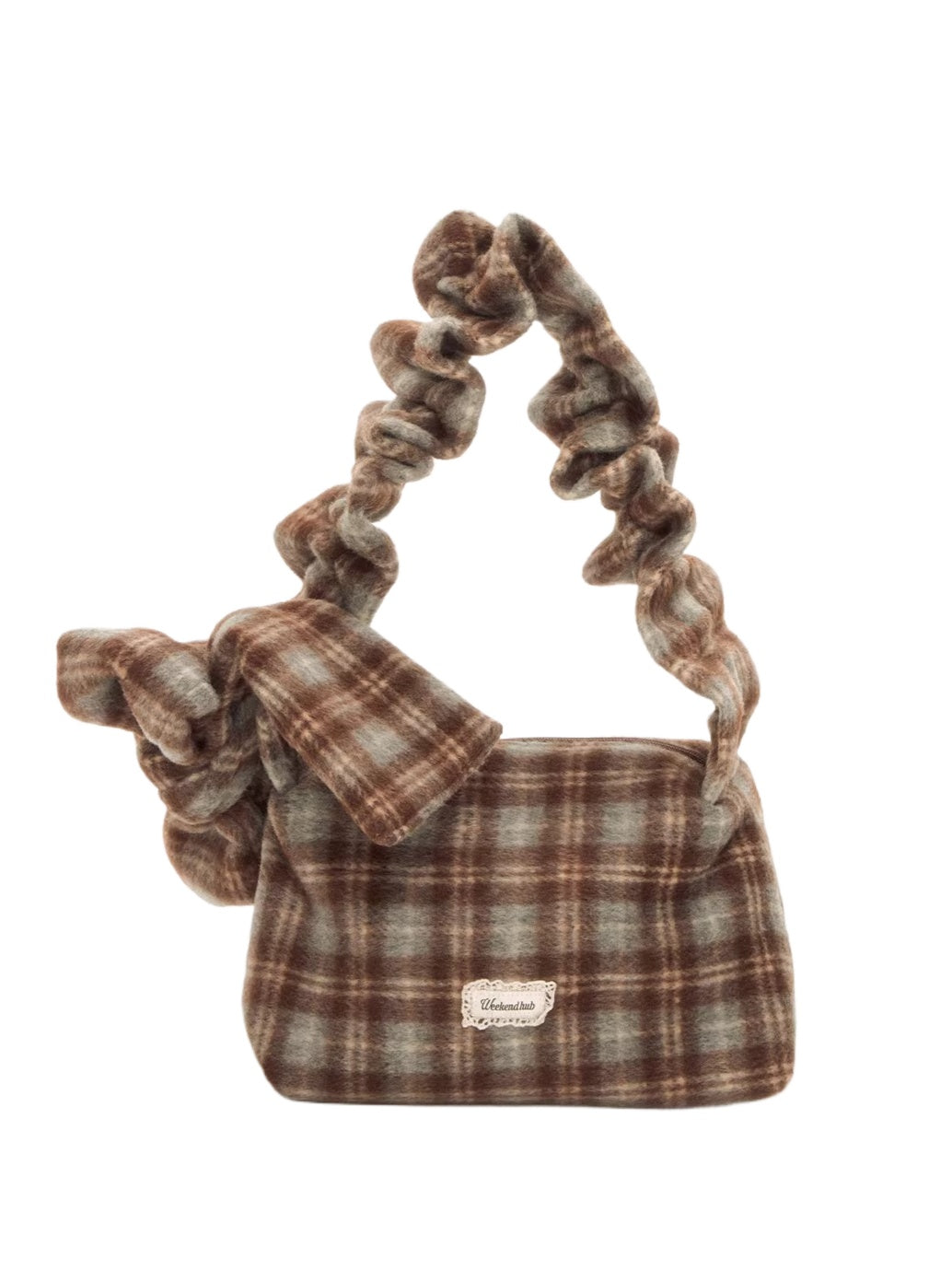 Brown Vintage Bow Plaid Bag