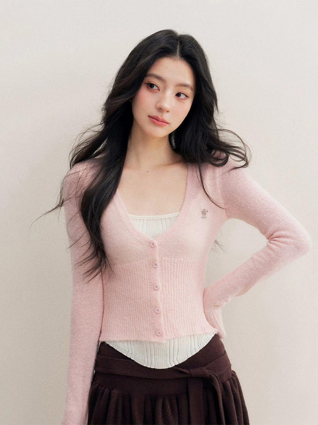 Floral Button Knit Top
