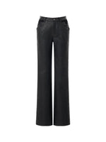 Diamond Embossed Straight Leather Pants