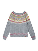 Fair Isle Jacquard Crewneck Knit Sweater