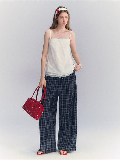 Plaid Wide-Leg Pants