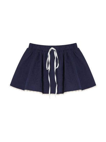 Lace Trim Jacquard Skirt