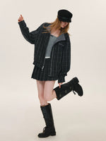 Reversible Plaid Stand Collar Jacket