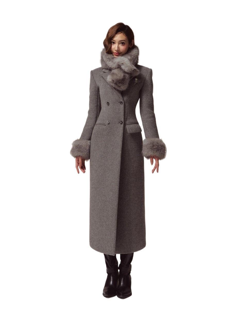 Merino Hourglass Double-Faced Wool Long Coat