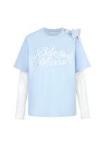Lace Bear Fake Two- Piece Round-Neck T-Shirt