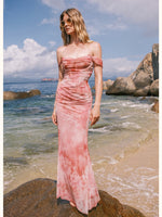 One-shoulder Pleated and Gradient-dyed Dress