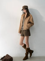 Layered Plaid Wool Blend Jacket