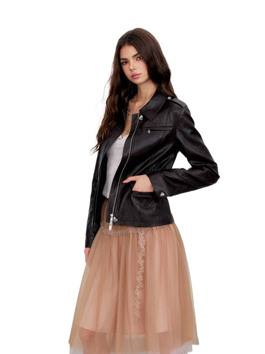 Distressed PU Jacket