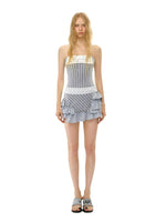 Striped Rhinestone Ruffle Dress