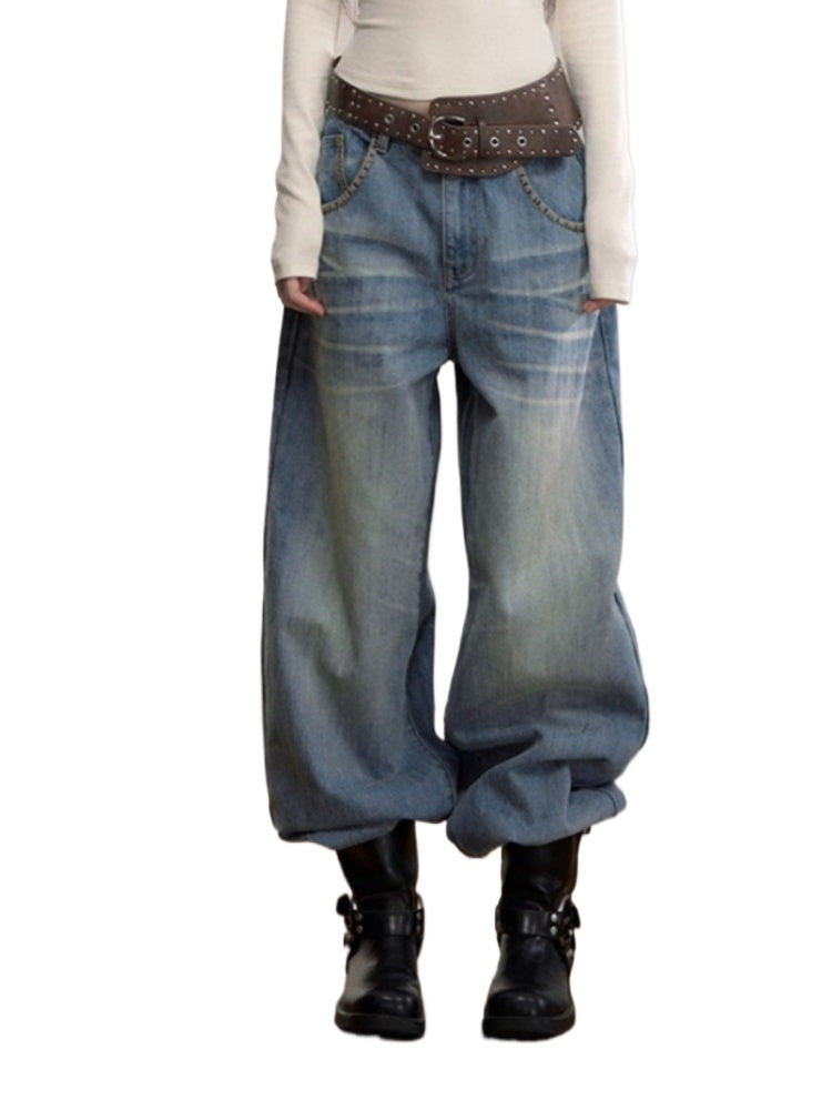 Vintage Wash Straight Jeans