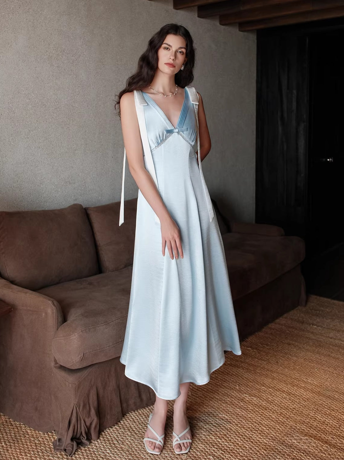 Peggy Satin Halter Dress