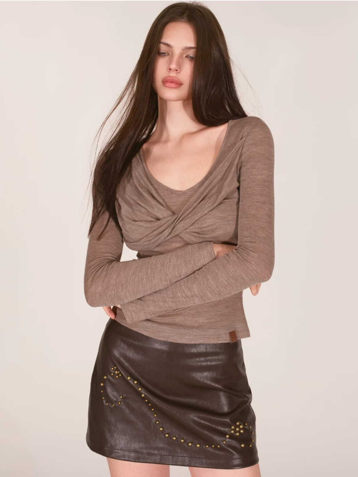 Twist Front Wool Blend Top