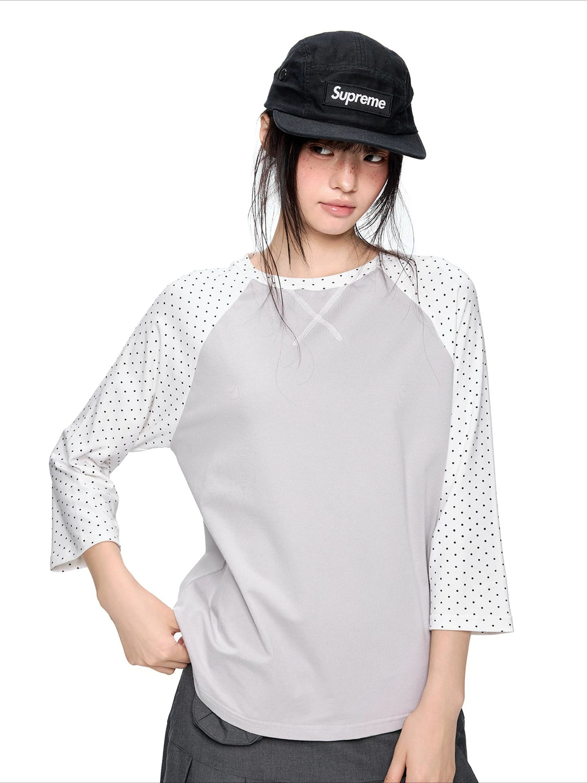 Contrast Stripe Dot Tee