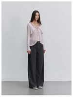 Pinstripe Wide Leg Trousers