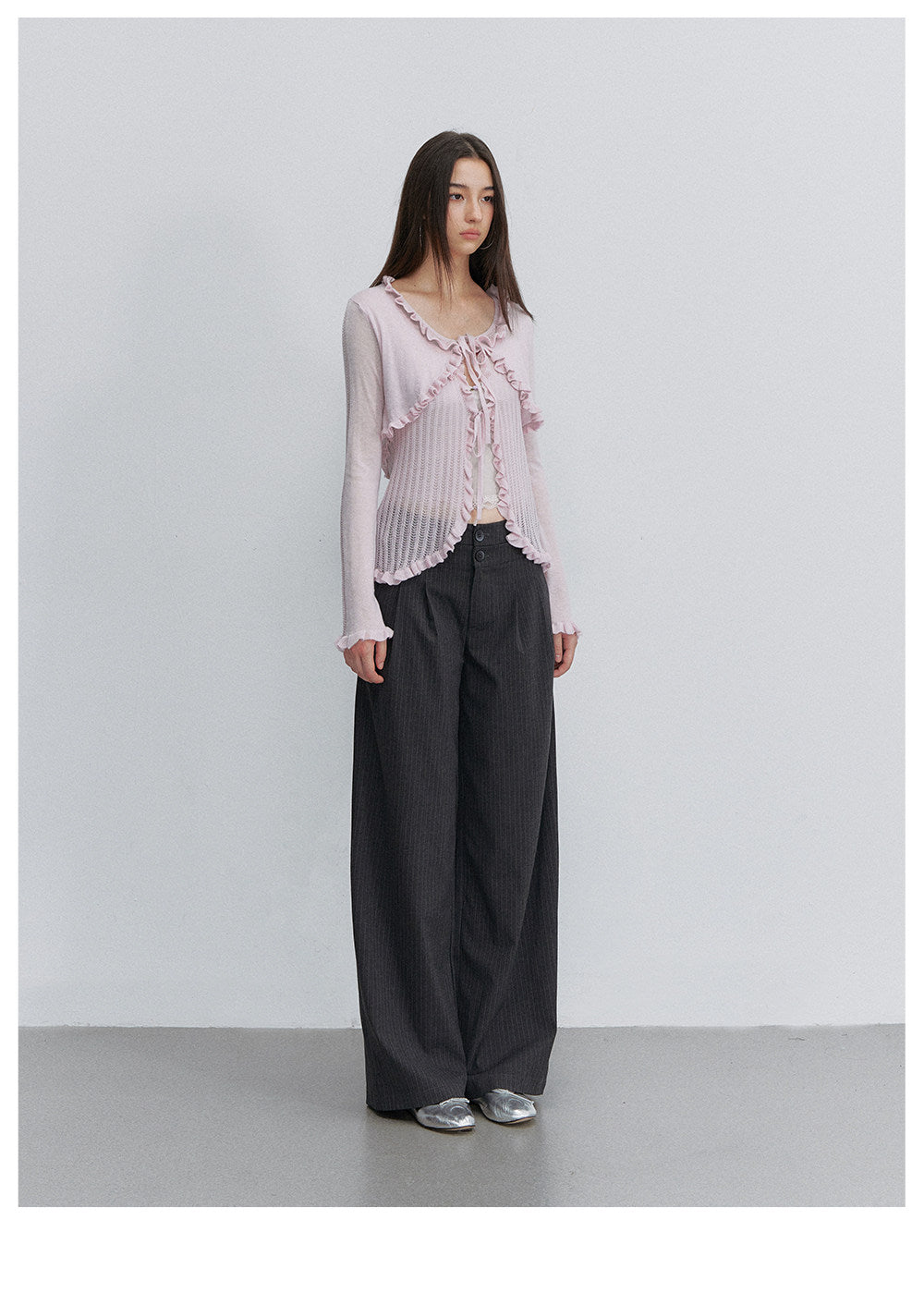 Pinstripe Wide Leg Trousers