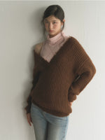 Oversized V-Neck Knit Sweater