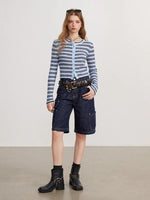 Contrast Stripe Knit Cardigan