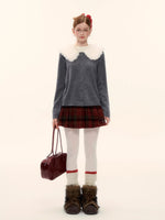Plaid Wool Pleated Skirt