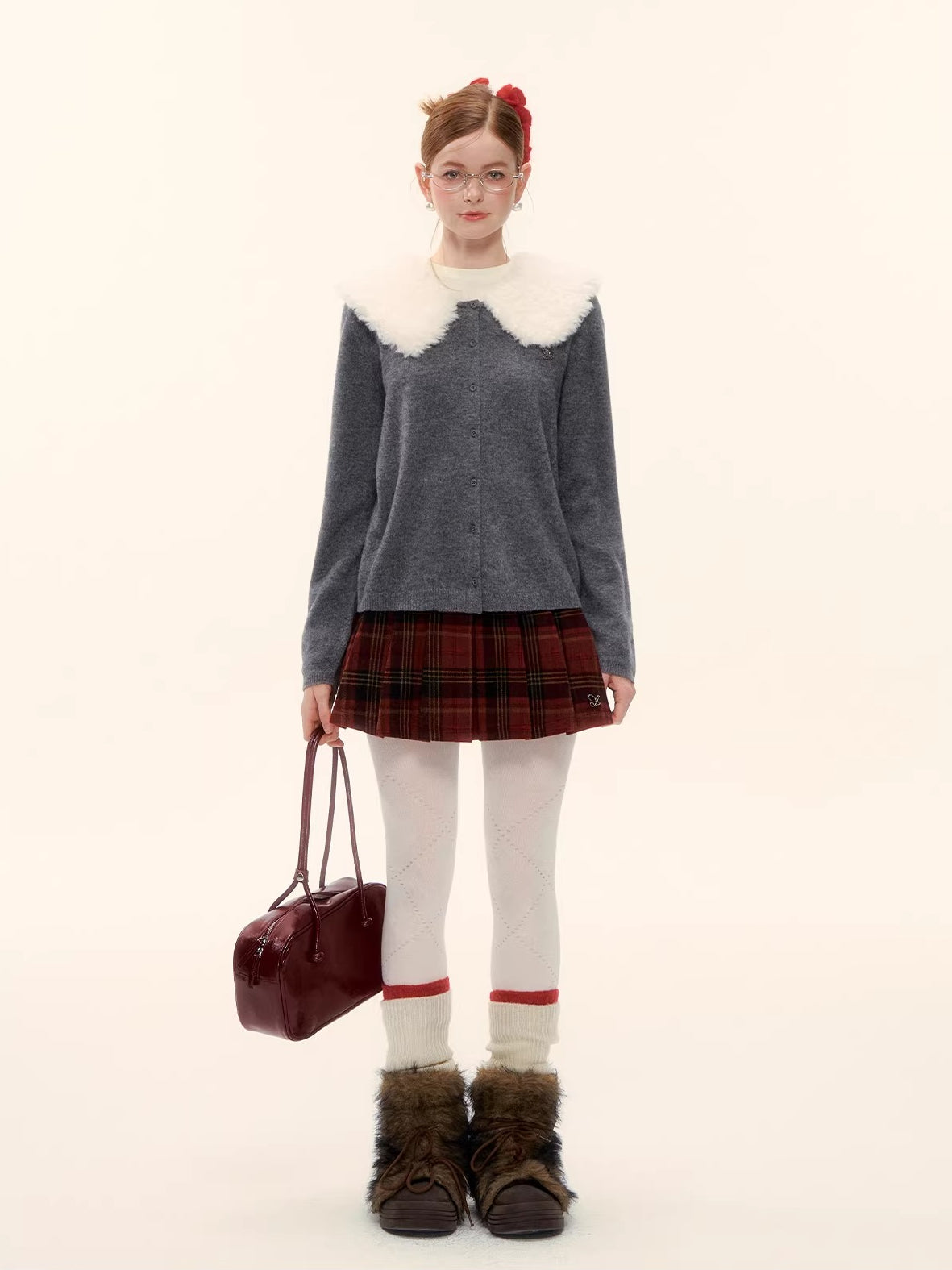 Plaid Wool Pleated Skirt