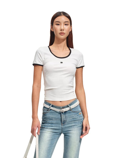 Ghost Tee Contrast Ribbed Slim T-shirt
