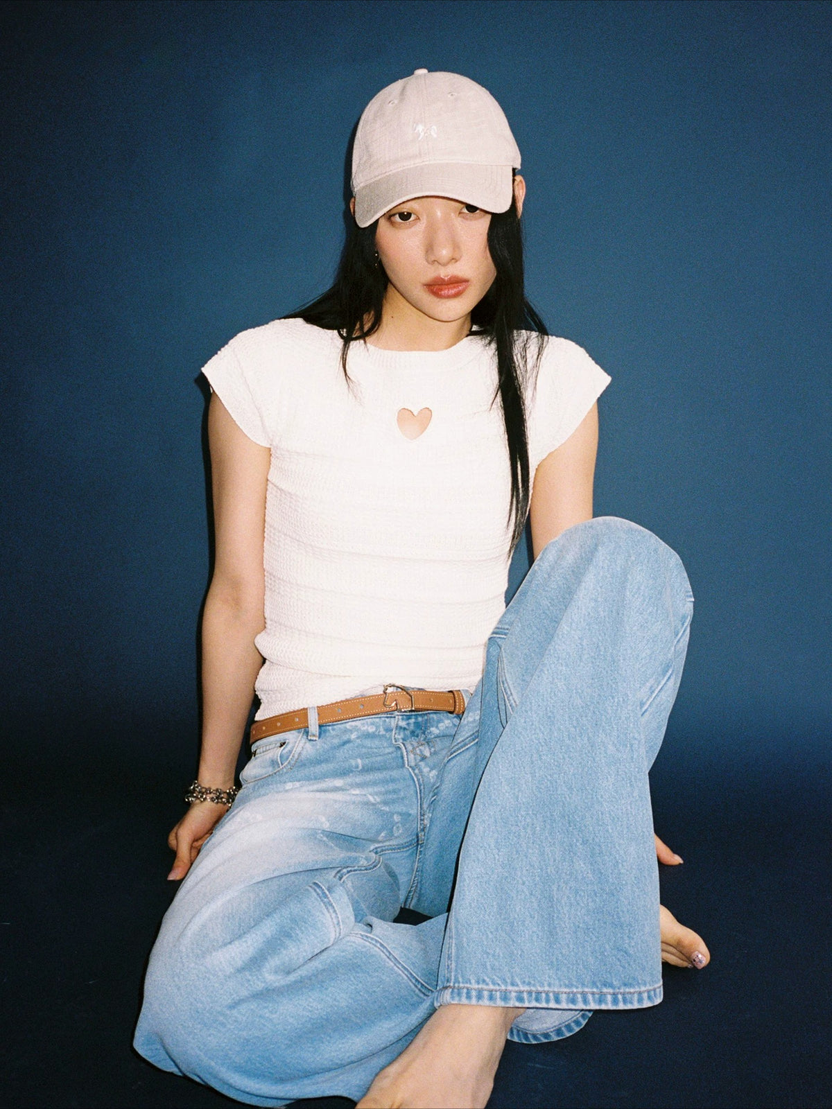 Heart Cutout Linen Tee