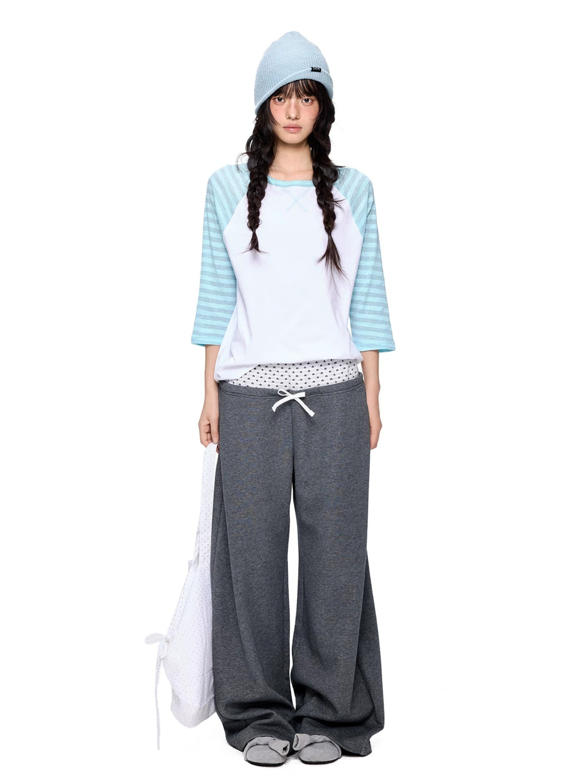 Polka Dot Contrast Waist Sweatpants