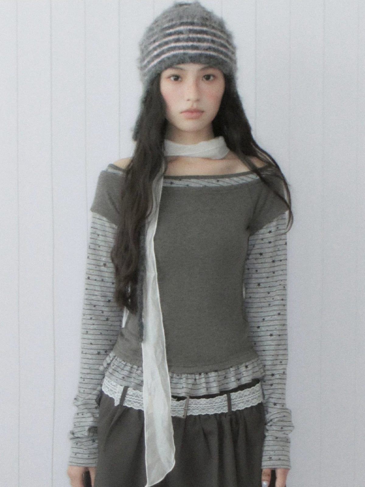 Star Striped Layered Long Sleeve Top