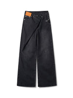 Sailor-Inspired Washed Twill Denim Low-Rise Straight Jeans