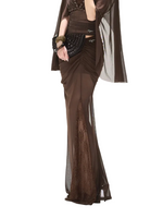 Mist Brown Lace Fishtail Skirt