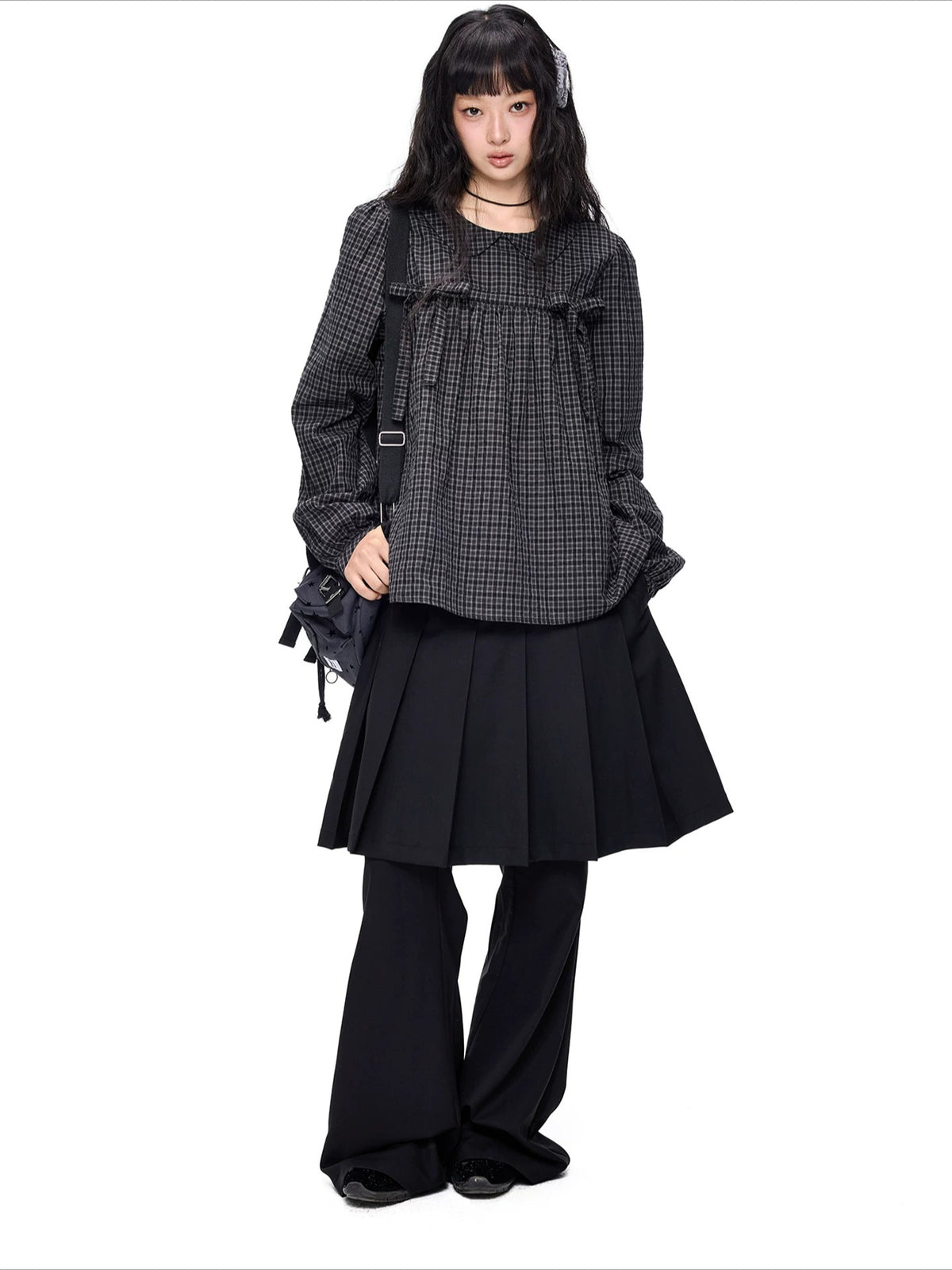 Pleated Skirt Flare Pants