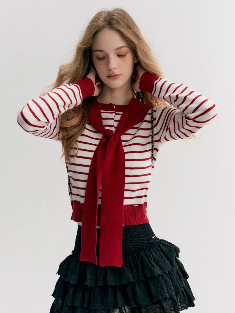 Striped Knit Cape Set