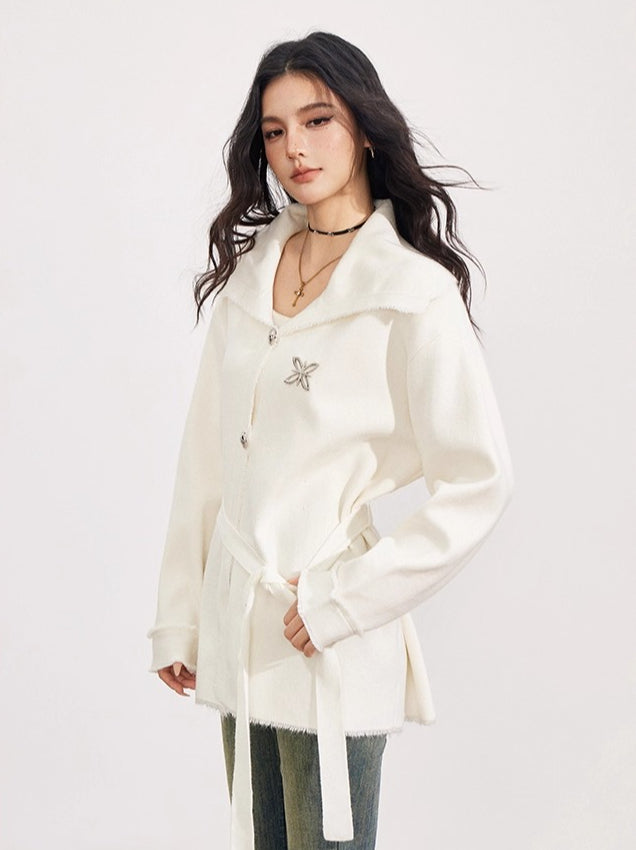 Oversized Collar Knit Jacket