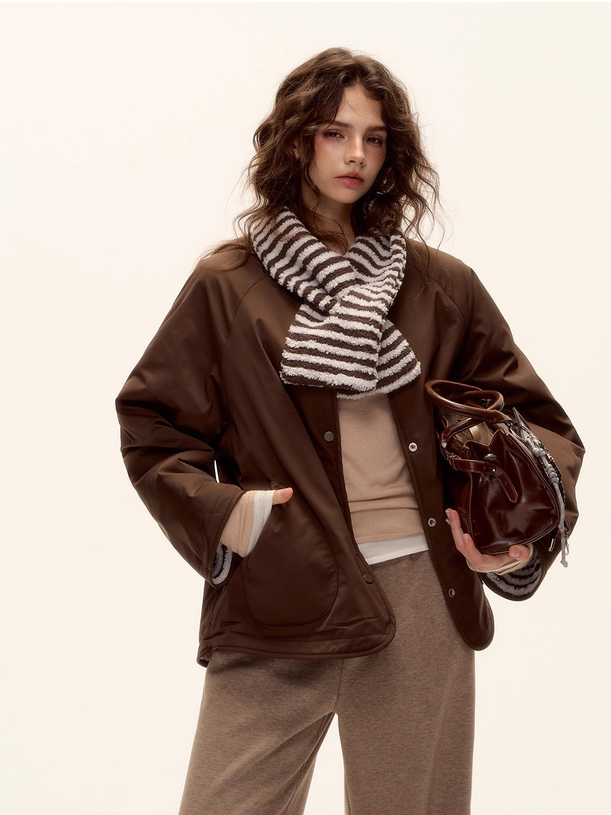 Reversible Striped Sherpa Jacket