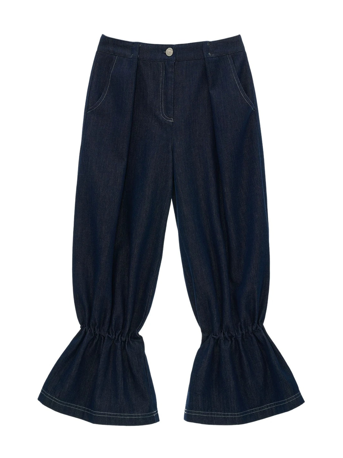 Pleated Balloon Leg Denim Pants