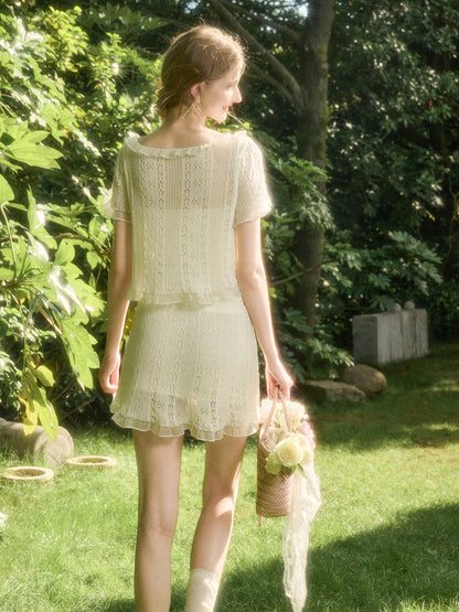 Cool Fabric Knitted Blouse &amp; Skirt Set