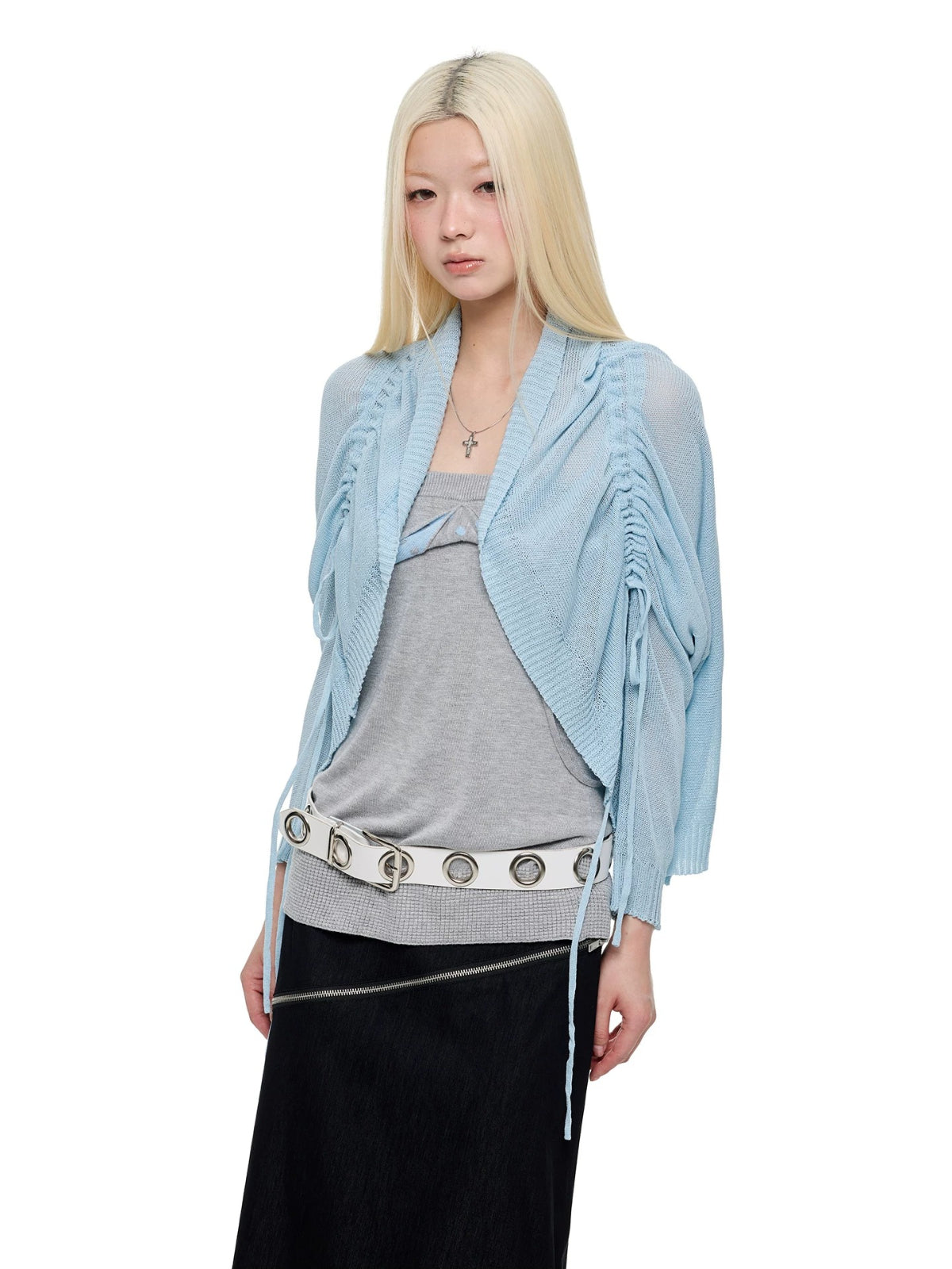 Korean Drawstring Knit Cardigan