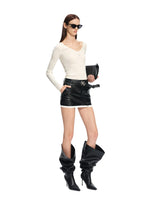 Rose Luna Mercerized Wool V-Neck Top
