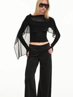 Draped Collar Knit Top